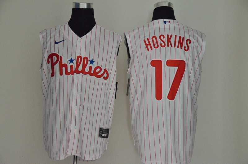 Phillies 17 Rhys Hoskins White Gold Nike Cool Base Sleeveless Jersey,We sell and wholesale Phillies 17 Rhys Hoskins White Gold Nike Cool Base Sleeveless Jersey on line form chian!